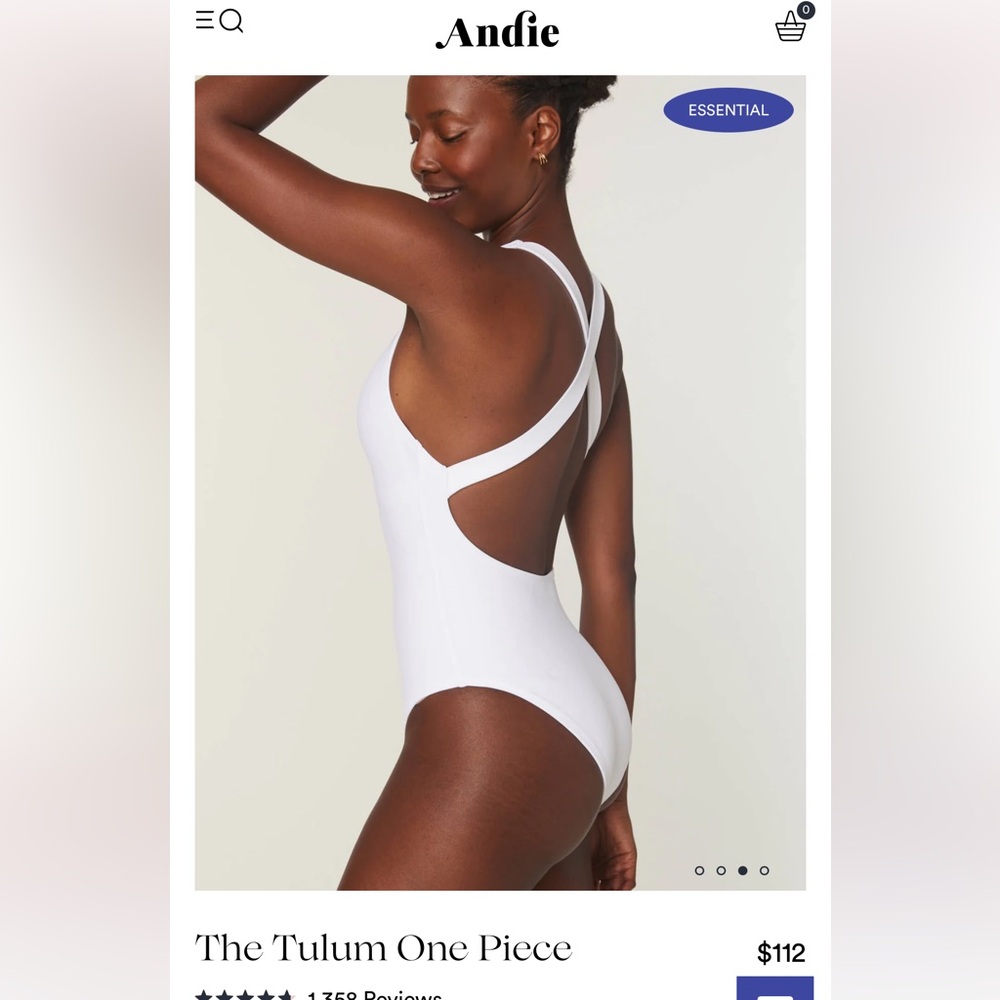 Andie The Tulum One Piece Swimsuit White Size Medium Worn Once